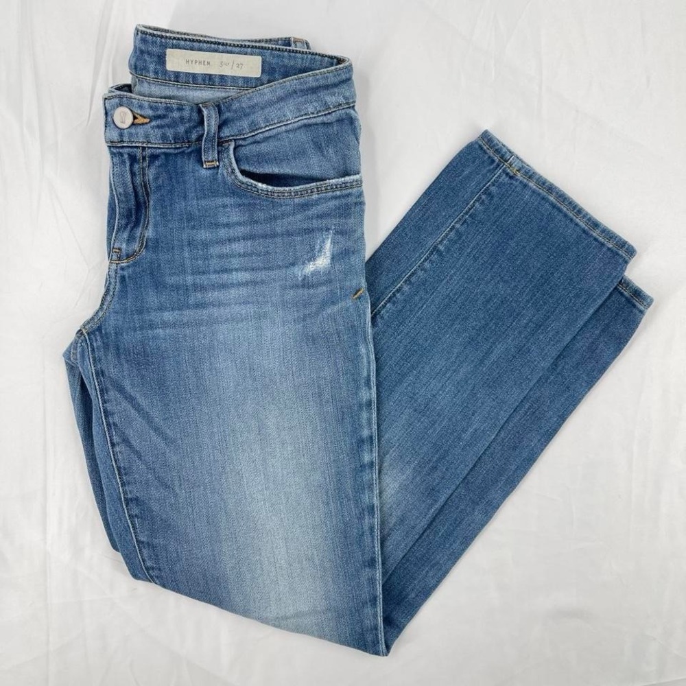 Anthropologie Pilcro Straight Leg‎ Jeans Hyphen Slim Distressed 27 Casual Faded
